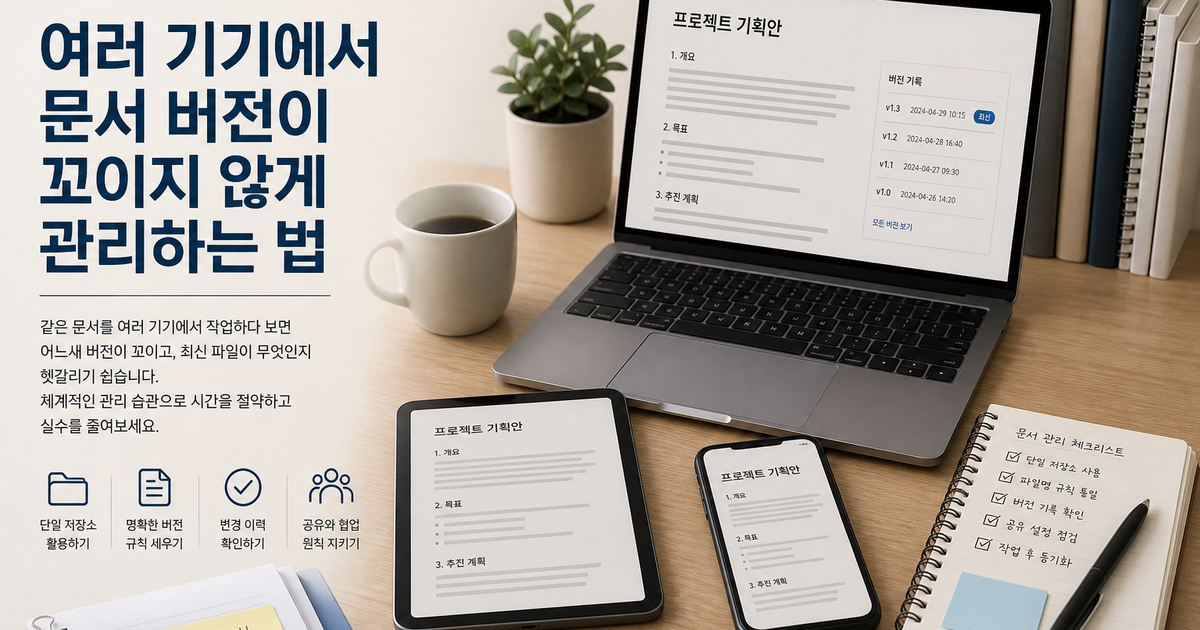 여러 기기에서 문서 버전이 꼬이지 않게 관리하는 법