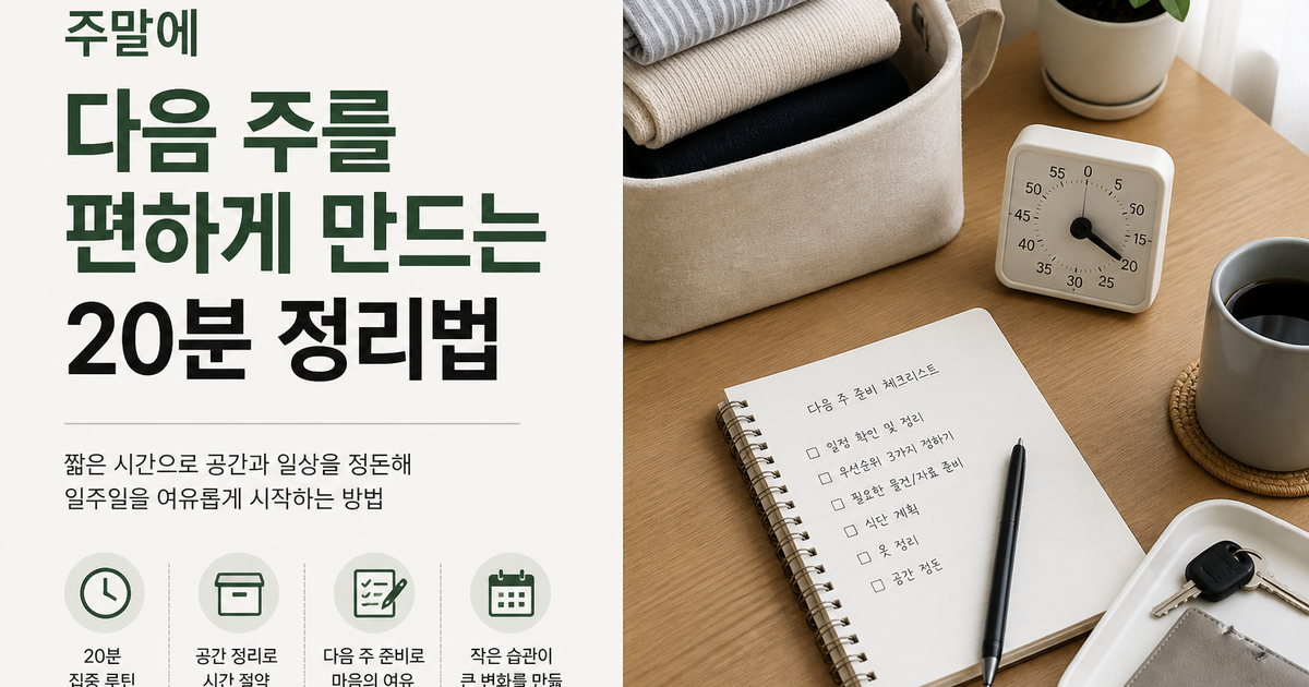 주말에 다음 주를 편하게 만드는 20분 정리법